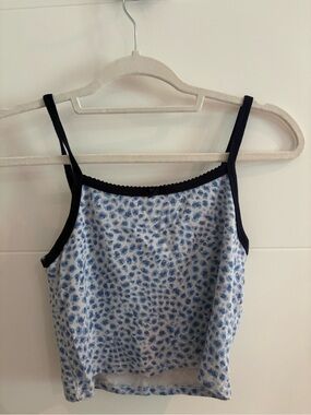 Brandy Melville Blue Leopard Cami with Black Trim